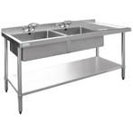 RVS Spoeltafel | 2 Bakken Links | 180x60x90 cm Vogue, Verzenden, Nieuw in verpakking