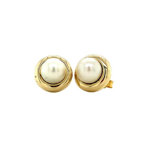 Gouden solitair oorstekers met parel 14 krt, Sieraden, Tassen en Uiterlijk, Oorbellen, Nieuw, Ophalen of Verzenden