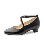 Stine zwarte Lederen dansschoenen voor Dames met Kruisbandje, Verzenden, Nieuw