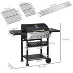 TRUUSK Gasgrill 3 KW 3+1 Brander BBQ Grillwagen Van Roestvri, Verzenden, Nieuw, TRUUSK