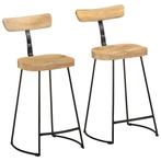 vidaXL Barkrukken 2 st 49x43x88 cm massief mangohout, Verzenden, Nieuw