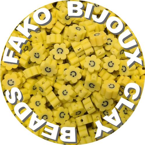 Fako Bijoux® - Klei Kralen Bloem Smiley / Emoji Geel -, Hobby en Vrije tijd, Kralen en Sieraden maken, Verzenden