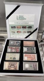 Nederland. 8 Zilveren miniatuur bankbiljetten. Full colour