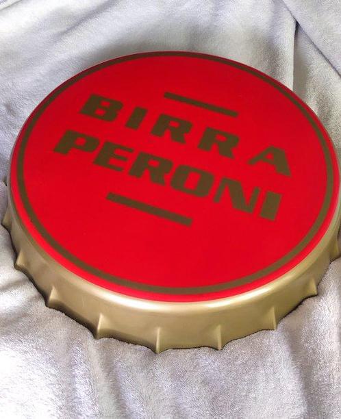 Birra Peroni - Emaille bord - Grote flessenhuls - Metaal, Antiek en Kunst, Antiek | Wandborden en Tegels