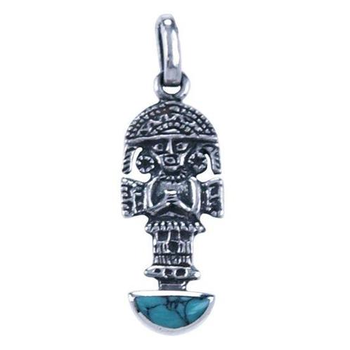 Zilveren Tumi ketting hanger - met steen, Sieraden, Tassen en Uiterlijk, Kettinghangers, Verzenden