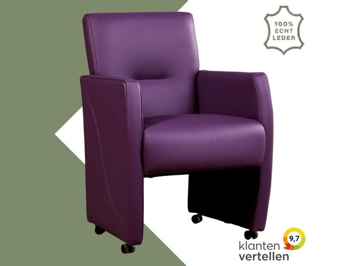 Leren eetkamerstoel Pleasure - Toledo Aubergine (paars) -, Huis en Inrichting, Stoelen, Eén, Overige kleuren, Nieuw, Leer, Ophalen of Verzenden