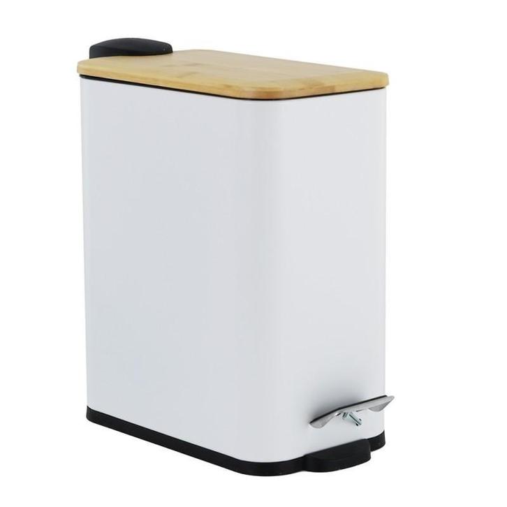 Pedaalemmer - prullenbak badkamer - 5 liter - wit bamboe, Huis en Inrichting, Woonaccessoires | Prullenbakken, Nieuw, Ophalen of Verzenden