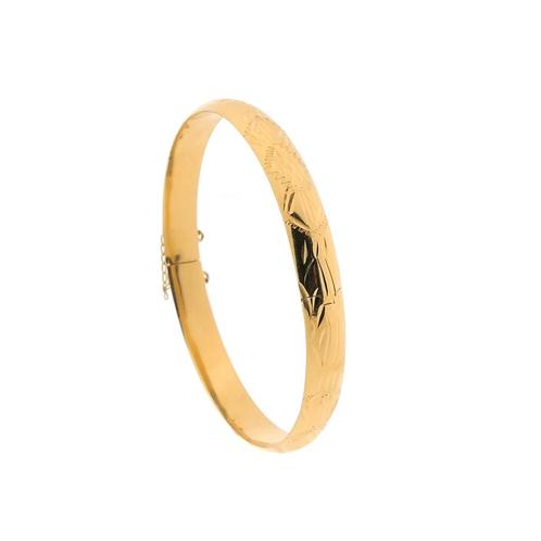 18 Krt. Gouden slavenarmband met gravures | Ø 61,6 mm, Sieraden, Tassen en Uiterlijk, Armbanden, Overige kleuren, Gebruikt, Goud