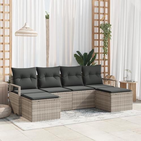 vidaXL 6-delige Tuinbankenset met kussens poly rattan, Tuin en Terras, Tuinsets en Loungesets, Nieuw, Rotan, Verzenden