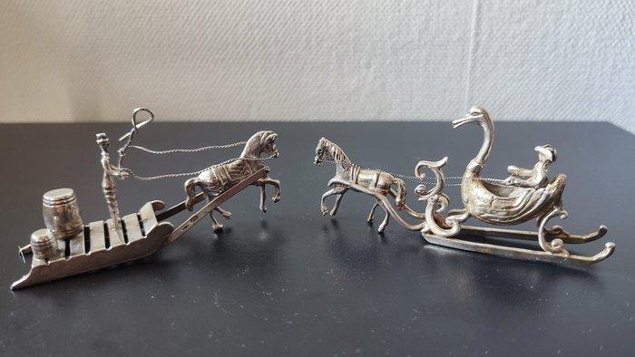 Gebr.van Niekerk-CS3-Twee Paardensleeén - 93 Gram -, Antiek en Kunst, Antiek | Goud en Zilver
