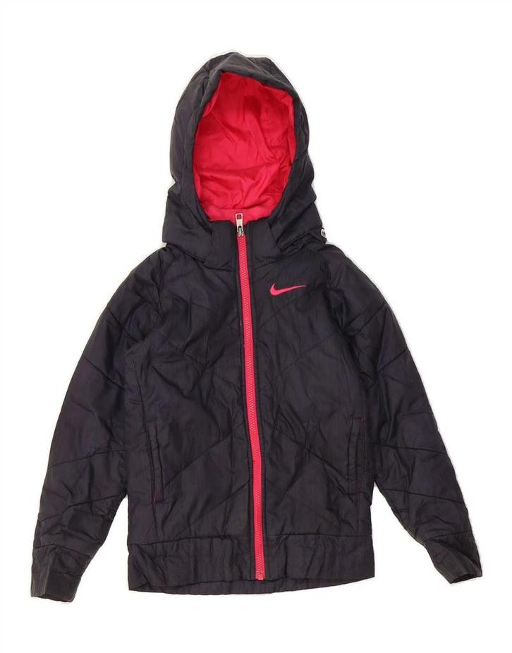 NIKE Girls Hooded Padded Jacket 7-8 Years XS Navy Blue, Kleding | Dames, Jassen | Winter, Verzenden