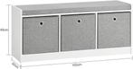 2dekans | SoBuy opbergbankje - Grijs - 102x32x45 cm, Ophalen of Verzenden, Zo goed als nieuw