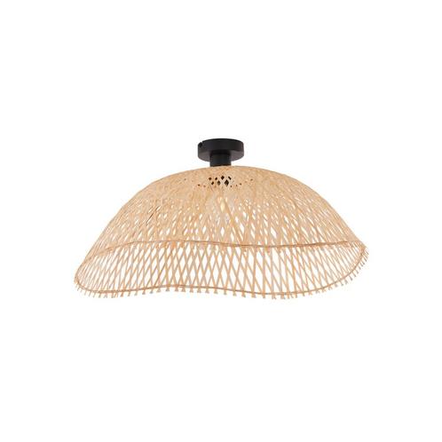 Art Deco plafondlamp zwart met naturel bamboe 60cm - Alka, Huis en Inrichting, Lampen | Plafondlampen, Nieuw, Metaal