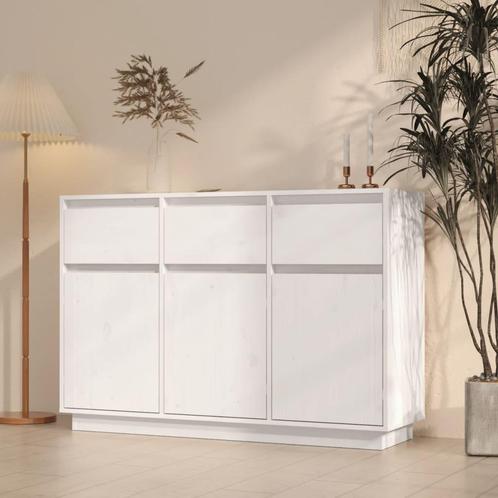 vidaXL Dressoir 110x34x75 cm massief grenenhout wit, Huis en Inrichting, Kasten | Dressoirs, 25 tot 50 cm, Nieuw, 100 tot 150 cm