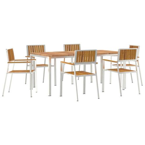 vidaXL 7-delige tuinset van massief acaciahout, Tuin en Terras, Tuintafels, Nieuw, Verzenden