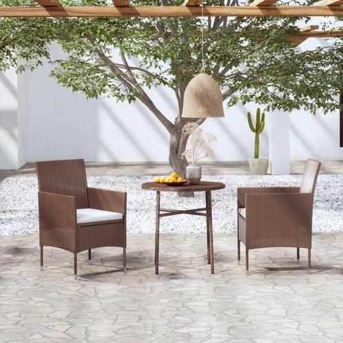 vidaXL 3-delige Tuinset poly rattan bruin, Tuin en Terras, Tuinsets en Loungesets, Tuinset, Nieuw, 3 zitplaatsen, Rotan, Verzenden