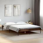 vidaXL Bedframe bewerkt hout metaal bruin eikenkleur 120x200, Huis en Inrichting, Bruin, Verzenden, Nieuw, Twijfelaar