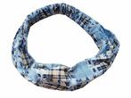 Haarband Bandana 3-in-1 Ruit Blauw Geel Wit, Nieuw