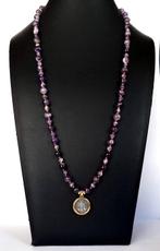 Amethist - Ketting - Katholiek -hanger -kruis -Sint-Benoît