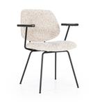*WOONWINKEL* Eleonora Jon Beige Eetkamerstoel Met Armleuning, Huis en Inrichting, Stoelen, Verzenden, Nieuw, Wit, Stof
