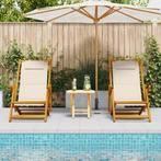 vidaXL Strandstoelen 2 st inklapbaar acaciahout textileen, Verzenden, Nieuw
