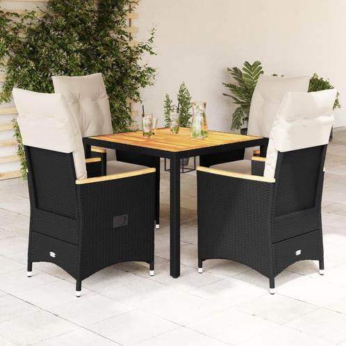 vidaXL 5-delige Tuinset met kussens poly rattan zwart, Tuin en Terras, Tuinsets en Loungesets, Tuinset, Nieuw, 4 zitplaatsen, Verzenden