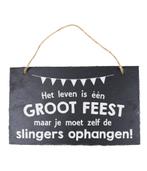 Leisteen Bordje Het Leven Is Een Feest 25cm, Hobby en Vrije tijd, Verzenden, Nieuw