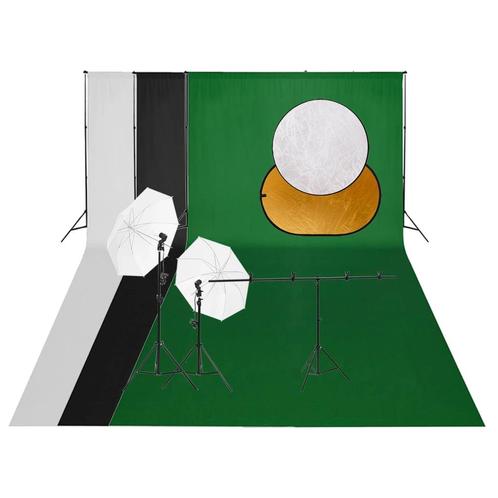 vidaXL Fotostudioset met verlichtingsset achtergrond en, Audio, Tv en Foto, Fotografie | Fotostudio en Toebehoren, Nieuw, Verzenden