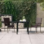 vidaXL 3-delige Tuinset bruin en zwart, 2 zitplaatsen, Nieuw, Tuinset, Verzenden