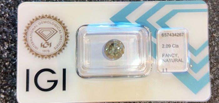 1 pcs Diamant (Natuurlijk) - 2.09 ct - Rond - P1 -, Sieraden, Tassen en Uiterlijk, Edelstenen