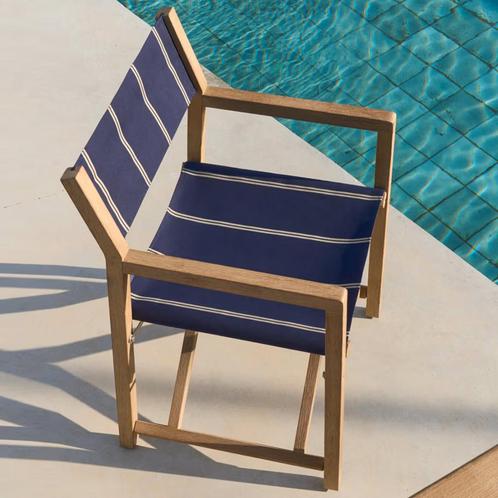 *WOONWINKEL* Kave Home Vilara Houten Tuinstoel Inklapbaar Bl, Tuin en Terras, Tuinsets en Loungesets, Nieuw, Verzenden
