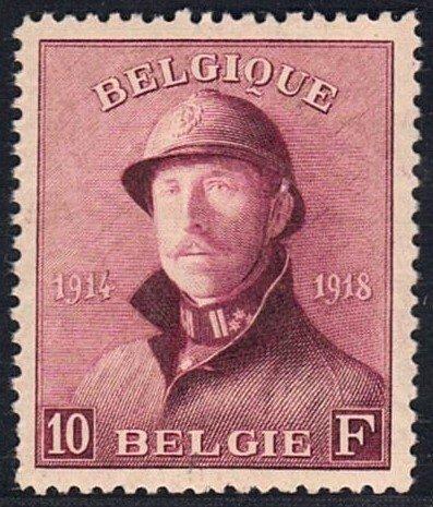 België 1920 - Koning Albert met Helm, de 10Fr. met perfecte, Postzegels en Munten, Postzegels | Europa | België