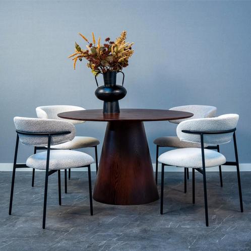 Eettafel Rond Olivia 120 cm Donker Walnoot, Huis en Inrichting, Tafels | Eettafels, Nieuw, Overige houtsoorten, Rond, Verzenden
