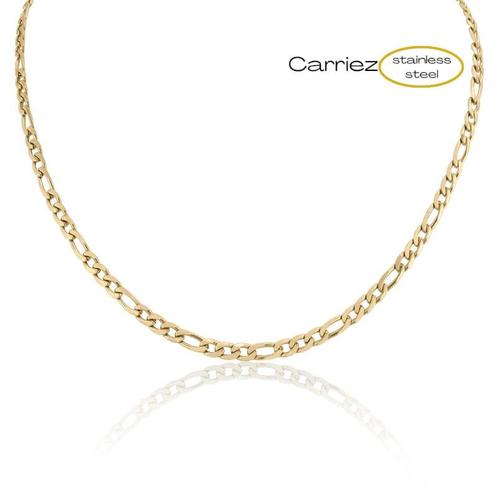 Gouden figaro ketting 3 mm - stainless steel, Sieraden, Tassen en Uiterlijk, Kettingen, Nieuw, Verzenden