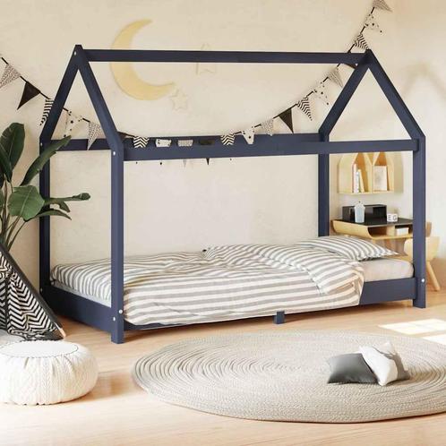 vidaXL Kinderbedframe massief grenenhout grijs 80x160 cm, Kinderen en Baby's, Kinderkamer | Bedden, Nieuw, Verzenden