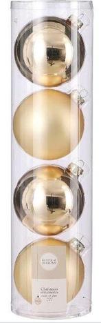 Kerstballen 10 Cm Glas Champagne 4 Stuks House Of Seasons, Verzenden
