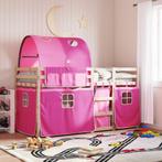 vidaXL Stapelbed met gordijnen 80x200 cm grenenhout roze, Huis en Inrichting, Eenpersoons, Verzenden, Nieuw, 80 cm