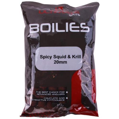 Ultimate Baits Boilies 20mm 1kg - Spicy Squid & Krill, Watersport en Boten, Hengelsport | Algemeen, Overige typen, Nieuw, Verzenden