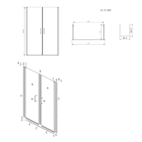 Nisdeur Lacus Giglio Evo Saloon 2 Klapdeuren 120x200 Cm, Doe-het-zelf en Verbouw, Sanitair, Ophalen of Verzenden