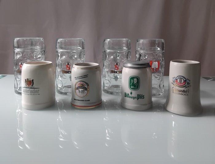 Bitburger, Becks logo Gold - Bierpul (8) - Glas, Keramiek,, Antiek en Kunst, Antiek | Speelgoed