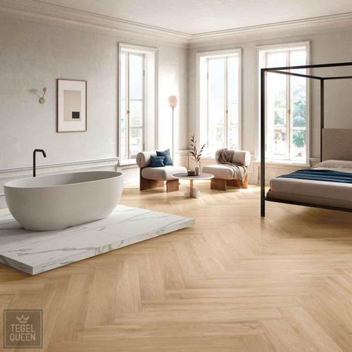 Visgraat houtlook tegel, 10x60 nu € 62,50 m², Doe-het-zelf en Verbouw, Tegels, Minder dan 20 cm, 60 cm of meer, Nieuw, Keramiek