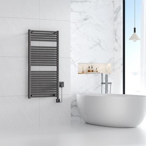 Smart WIFI elektrische handdoekradiator Gunmetal  (700 Wat, Doe-het-zelf en Verbouw, Verwarming en Radiatoren, Ophalen of Verzenden
