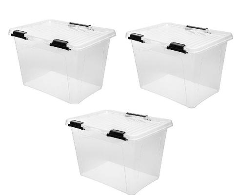 Opbergboxen met deksel 19 liter kunststof transparant 40..., Huis en Inrichting, Schoonmaakartikelen, Verzenden