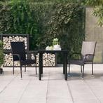 vidaXL 3-delige Tuinset zwart, 2 zitplaatsen, Nieuw, Tuinset, Verzenden