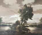 Willem Kroon (XX) - Bomen langs landweg met bomen en schuur, Antiek en Kunst