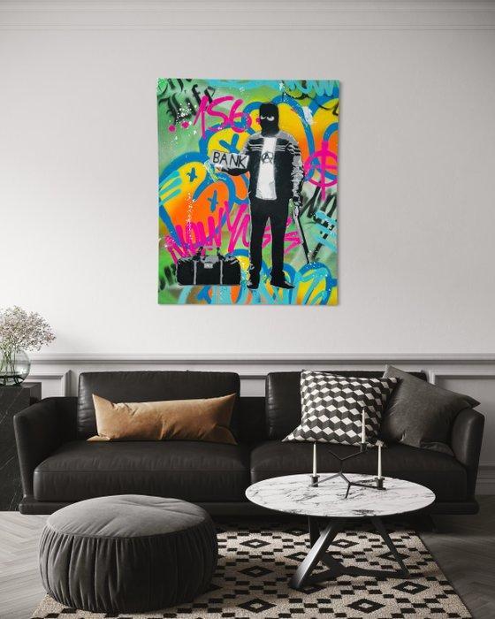 Sinao - Hitch Hiker [100% handmade], Antiek en Kunst, Kunst | Schilderijen | Modern