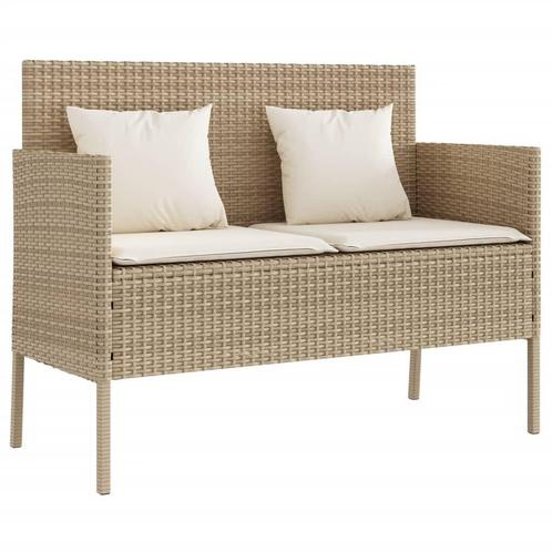 Tuinbank Beige Rattan m. Kussens - Retourdeal - 35% Korting!, Tuin en Terras, Tuinbanken, Nieuw, Rotan, Ophalen of Verzenden