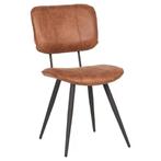 Stoel | Leer/Metaal | Cognac | Zwart Frame | Indoor |, Verzenden, Nieuw in verpakking