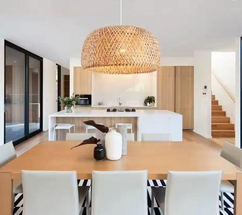 Bamboe Hanglamp – Handgeweven Rotan Lantaarn E27, Huis en Inrichting, Lampen | Hanglampen, Nieuw, Verzenden