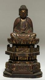 Antiques japanese wooden Buddha  - Beeld Hout - Japan, Antiek en Kunst